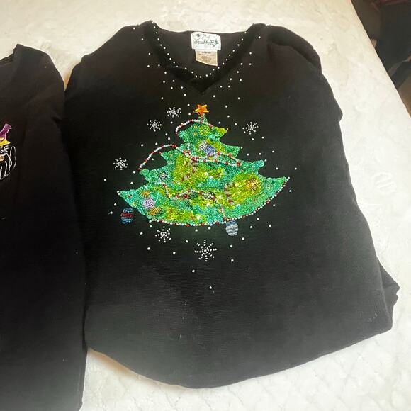Three Vintage 90’s Quacker Factory Holiday Sweaters Women’s size medium - Picture 4 of 13